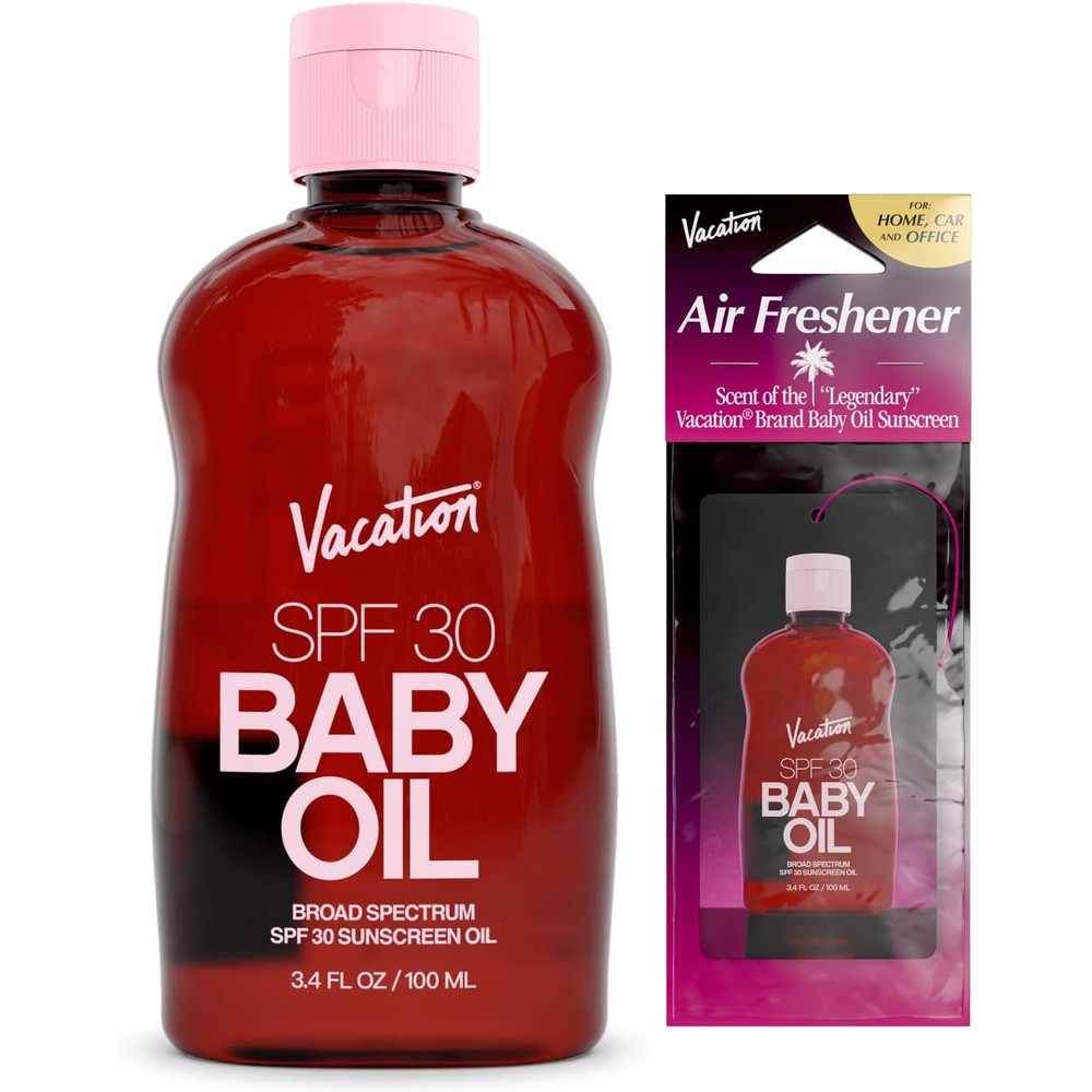 Vacation Baby Oil SPF 30 and Air Freshener set front view