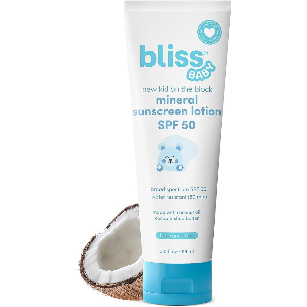 Bliss Baby Sunscreen SPF 50 Mineral Lotion front bottle view