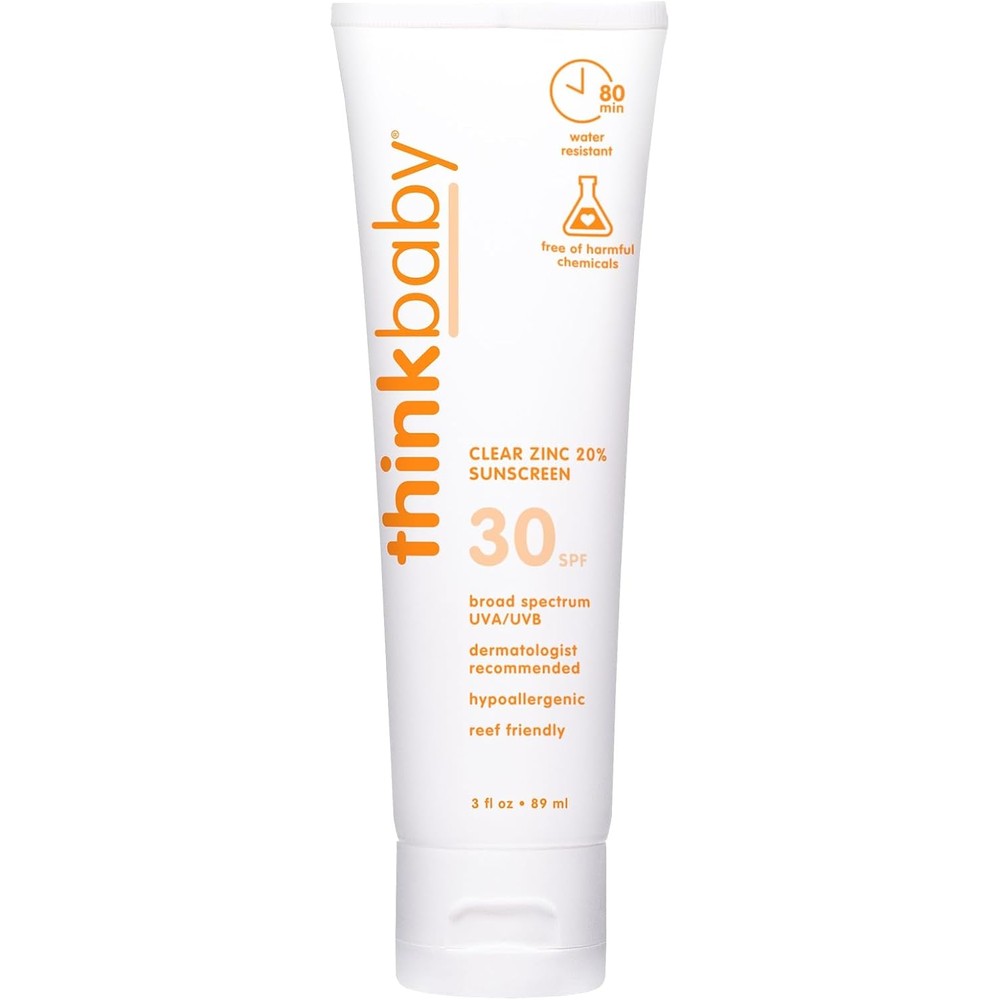 Think Thinkbaby SPF 30 Mineral Baby Sunscreen front view bottle for sensitive skin protection