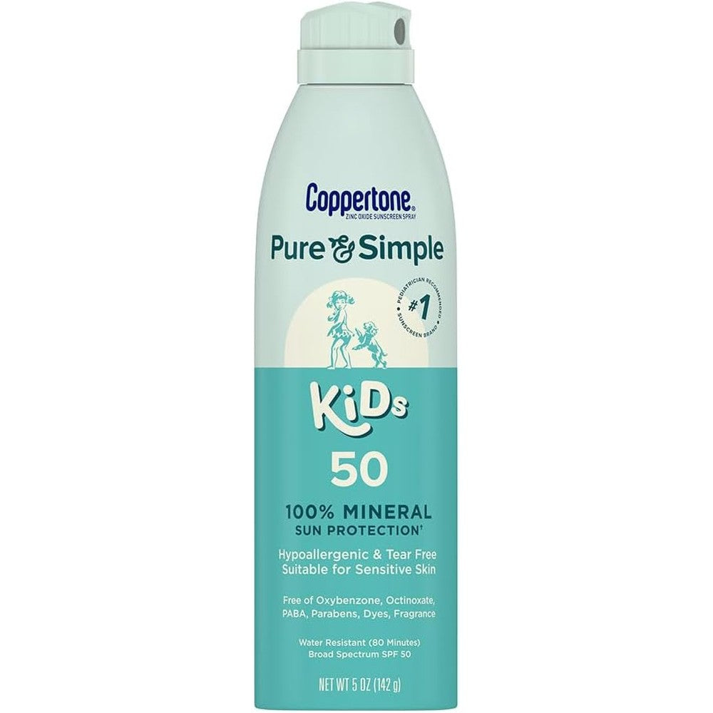 Coppertone Pure and Simple Kids Sunscreen Spray SPF 50 front view