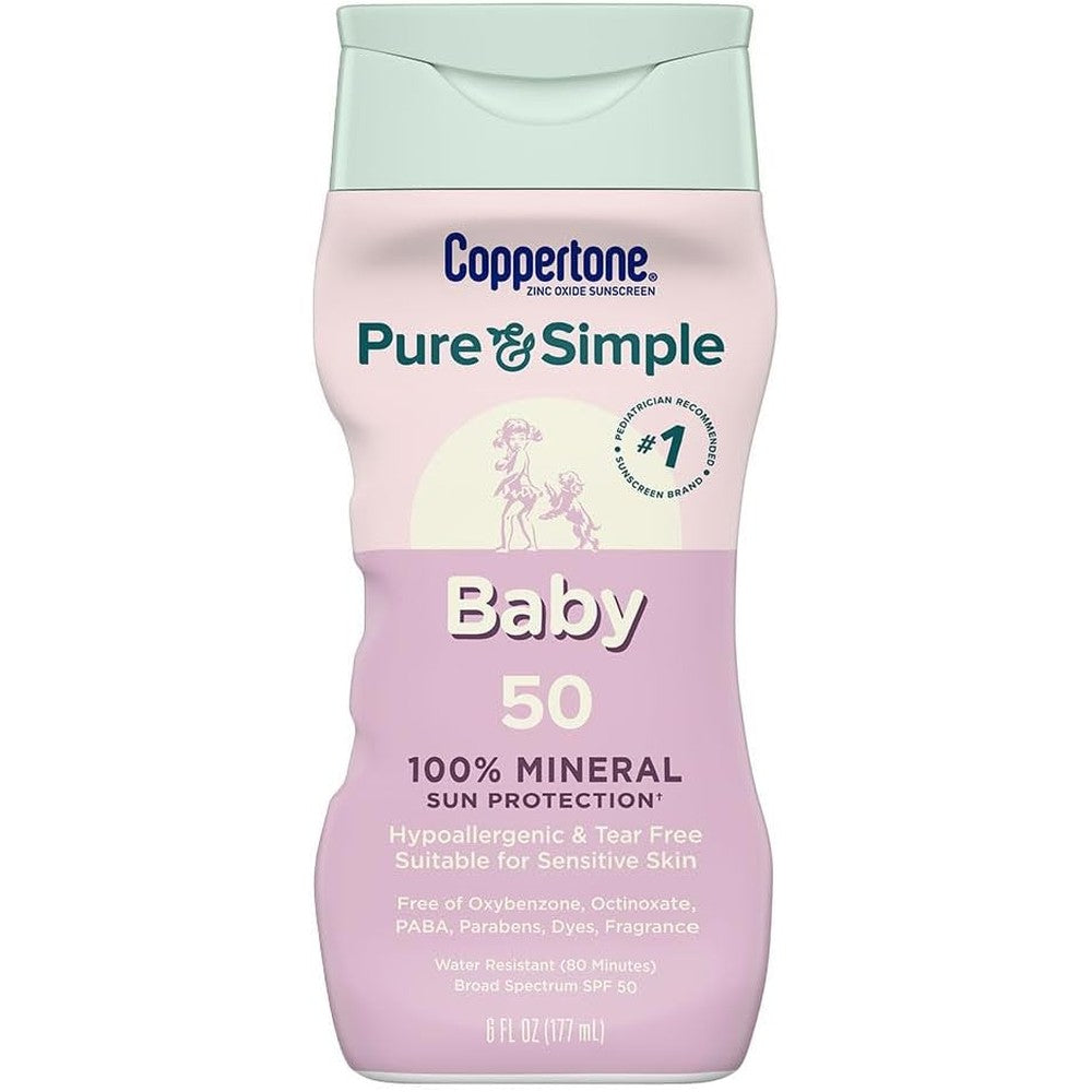 Coppertone Pure and Simple Baby Sunscreen Lotion SPF 50 front view pack