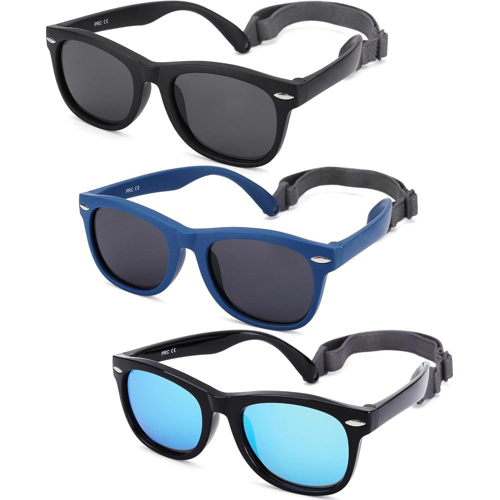 Nulooq polarized baby sunglasses front view with strap