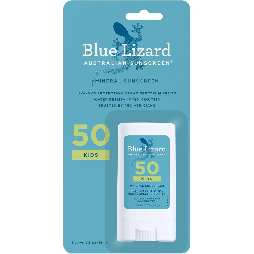 Blue Lizard Kids Mineral Sunscreen Stick SPF 50 front view packaging