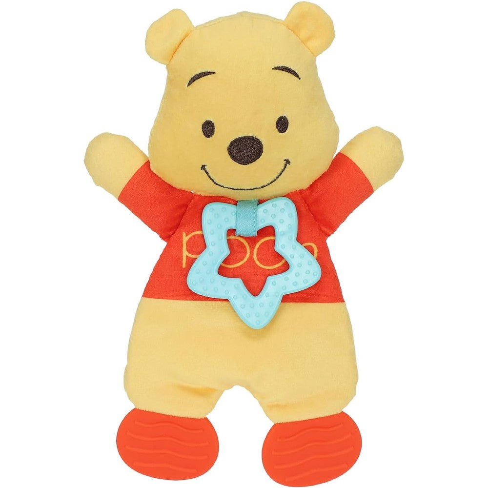 Kids Preferred Disney Baby Winnie the Pooh sensory blanket front view showing embroidered details and teether feet.