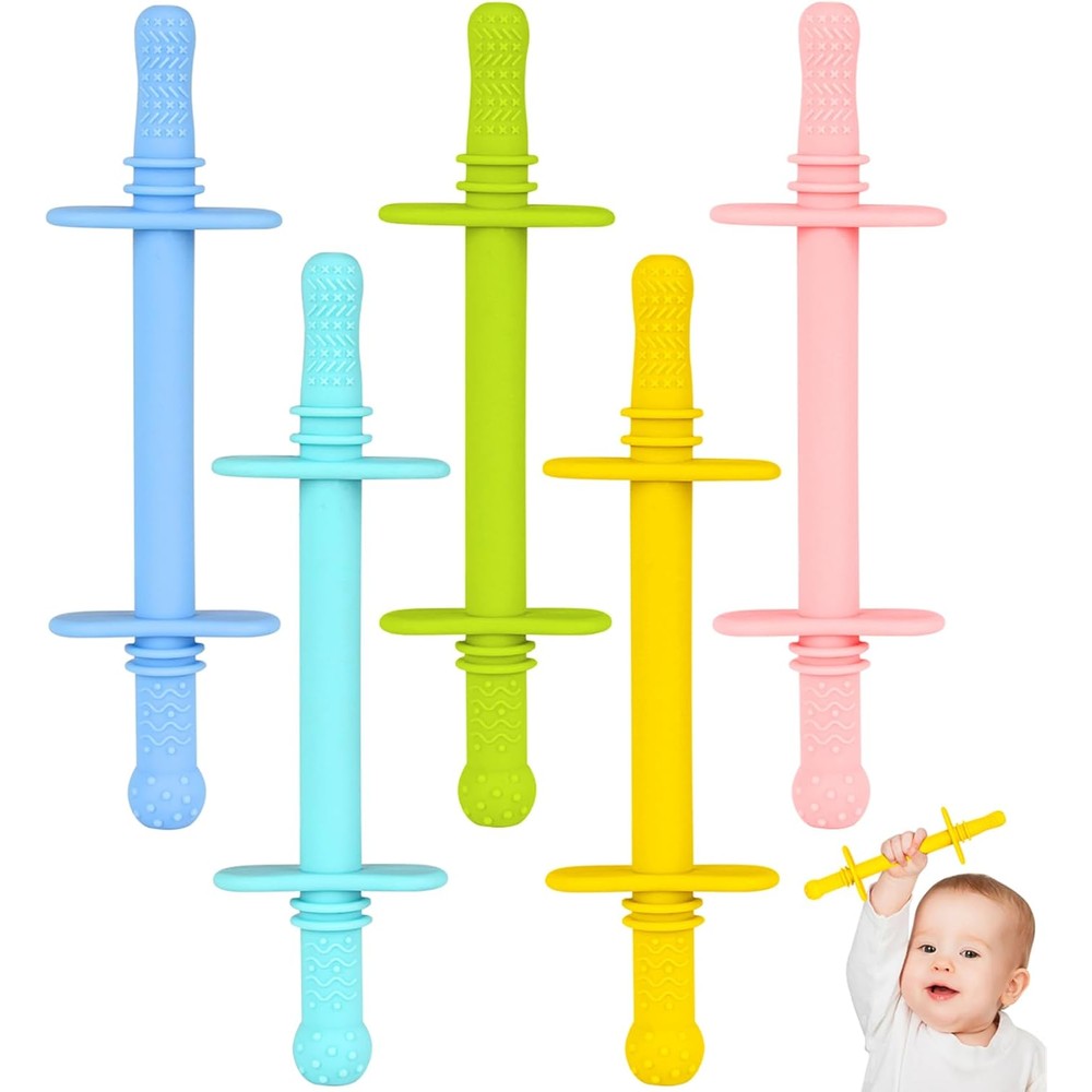 Fu Store hollow teether tube 5 pack front view showing multiple colors
