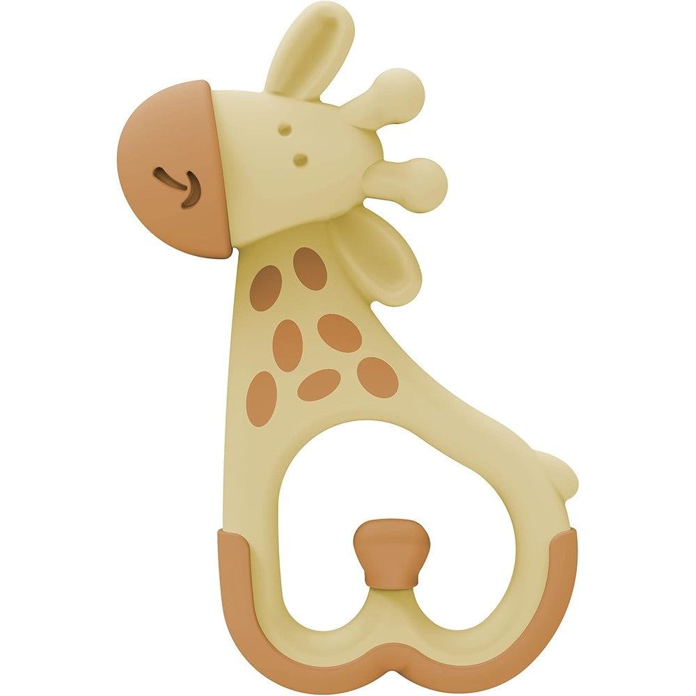 Dr. Brown's Ridgees Giraffe Massaging Baby Teether front view showing textured beige and brown surface.