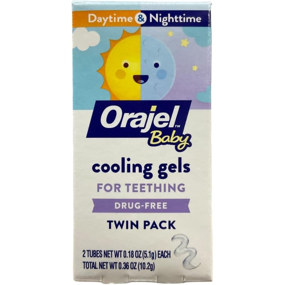 Orajel Baby Teething Day and Night Cooling Gels twin pack front view
