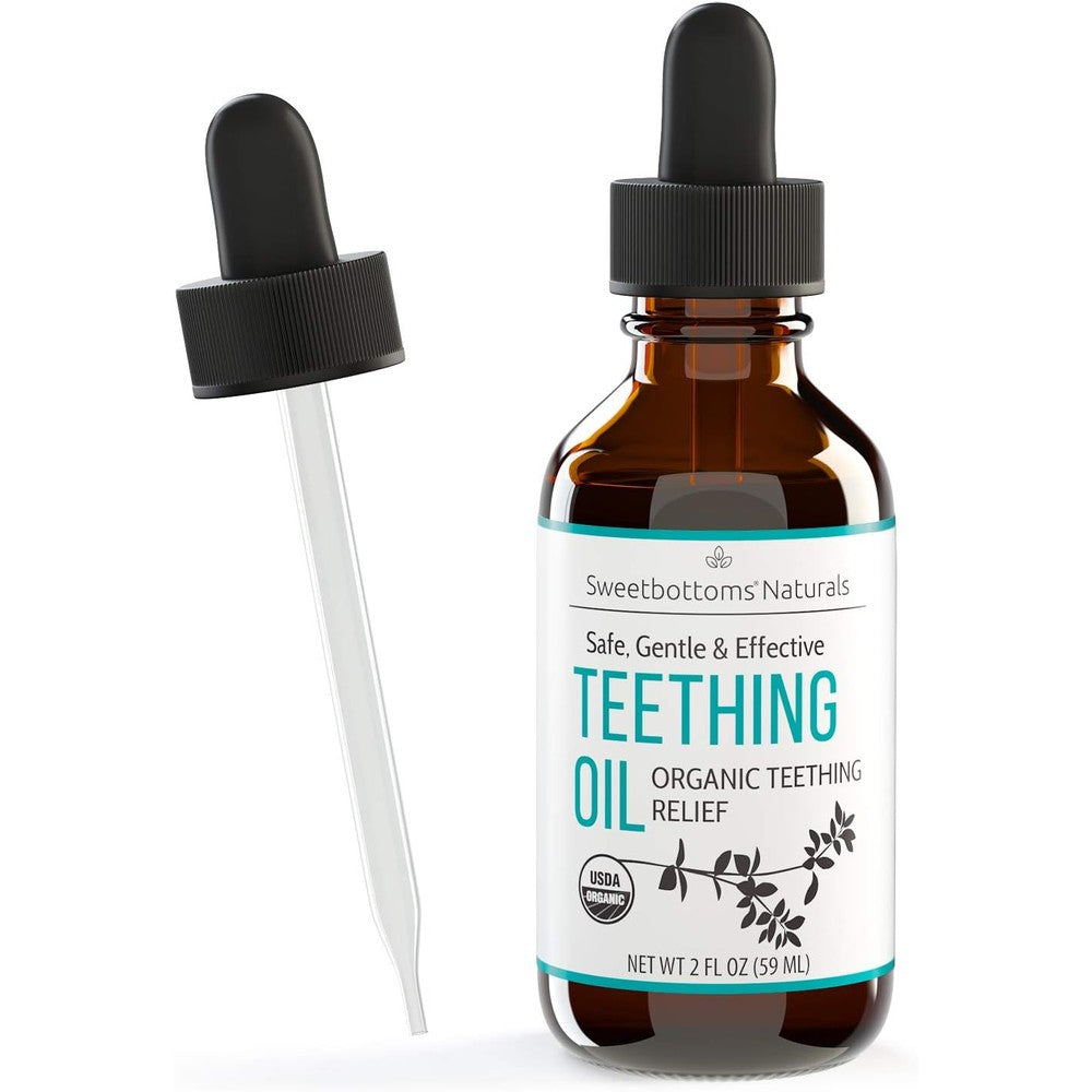 Sweetbottoms Certified Organic Teething Oil bottle front view