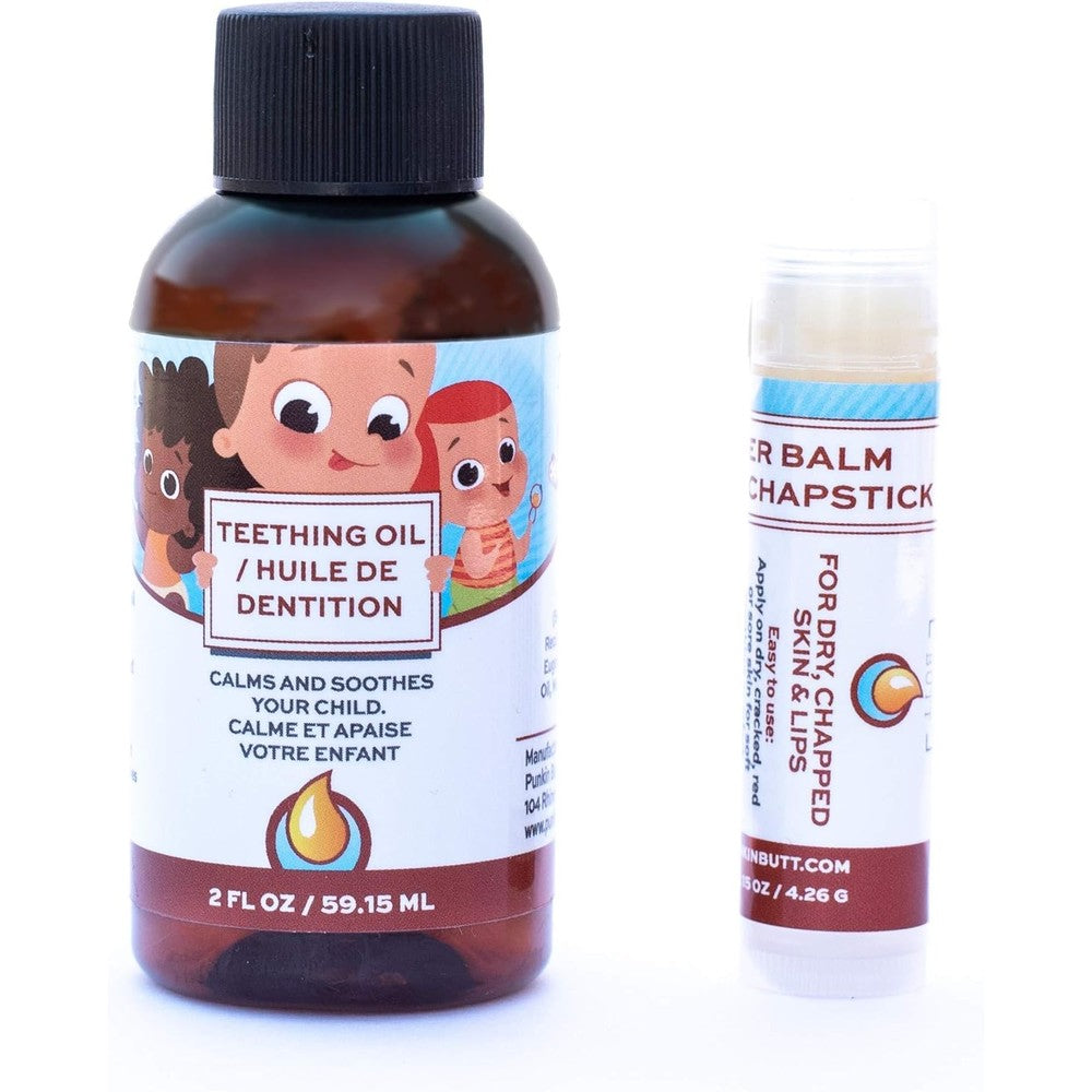 Punkin Butt Teething Oil and Lip Balm bundle front view