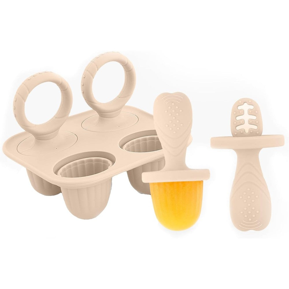 Thewasc beige silicone baby popsicle mold set front view