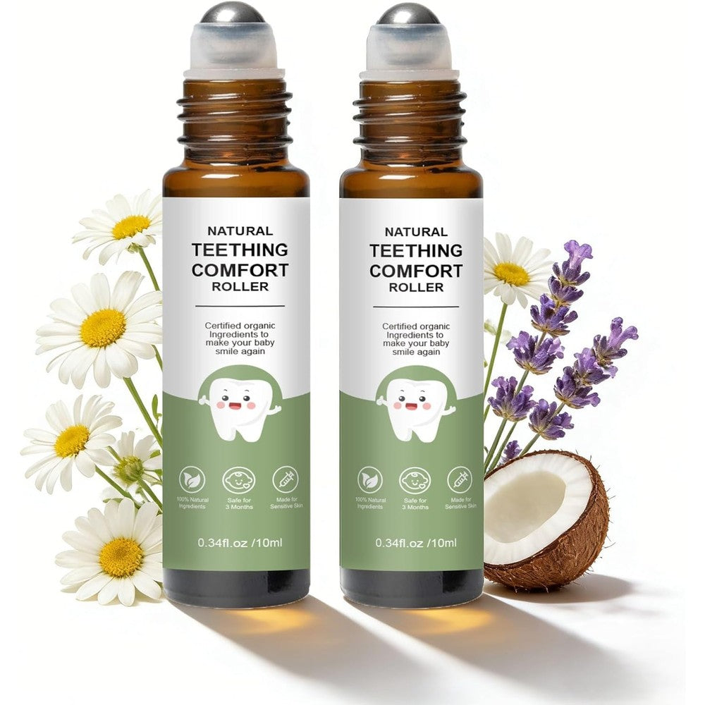 Greenatva Teething Roller with Chamomile and Rose Oil front view
