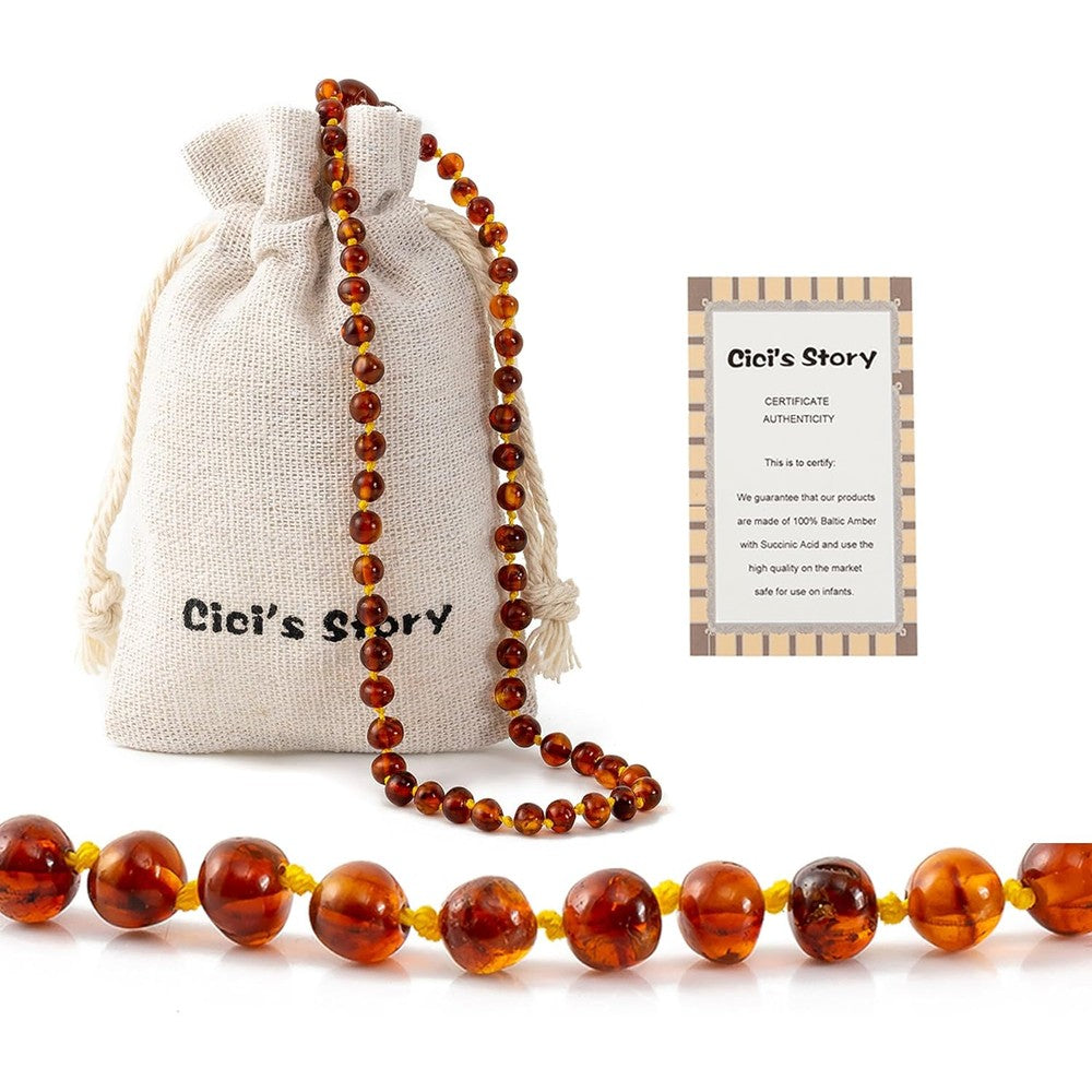Cici's Story Amber Necklace Cognac 11 inches front view