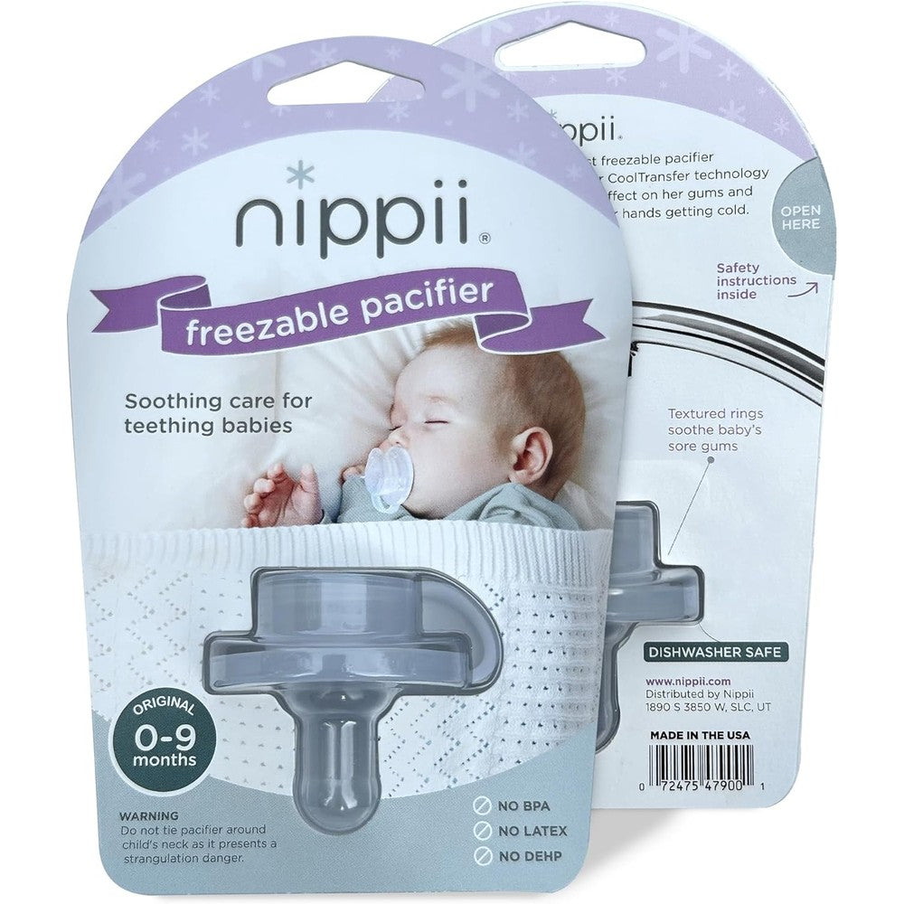Nippii freezable pacifier front view for baby teething