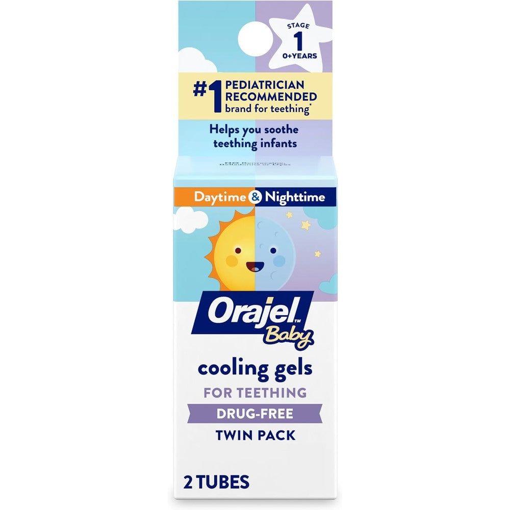 Orajel Baby Daytime and Nighttime Cooling Gels twin pack front view