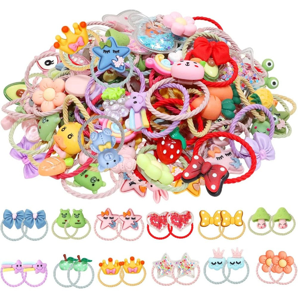 WillingTee 120 pieces colorful elastic hair ties set front view