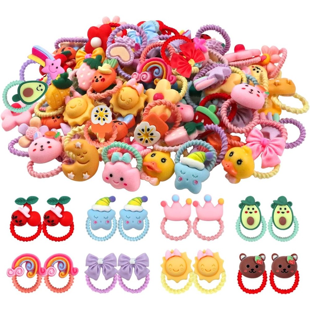 WillingTee 80 pieces baby hair ties set front view colorful elastic ponytail holders