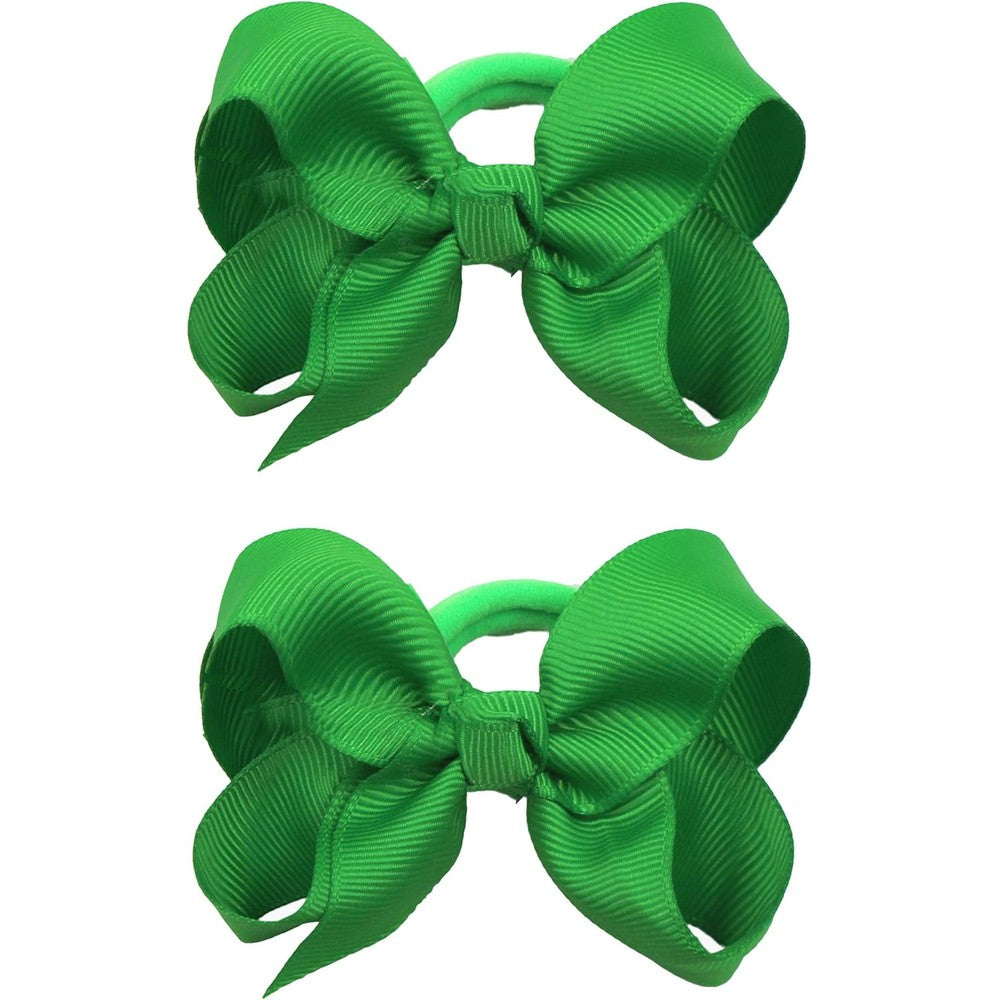 Zoonai 3 inch deep green baby hair bows set of 2 front view