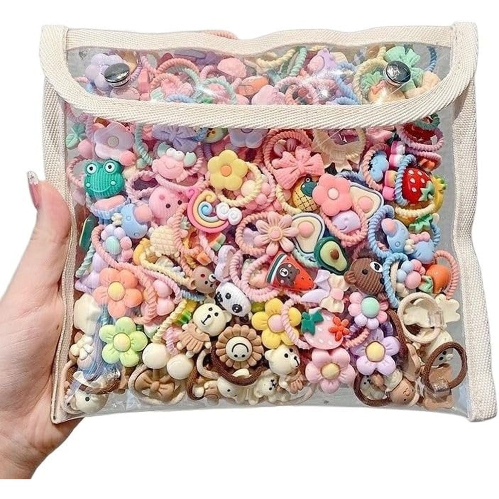 Altaliva 100 pieces baby hair ties front view of multicolored elastic bands