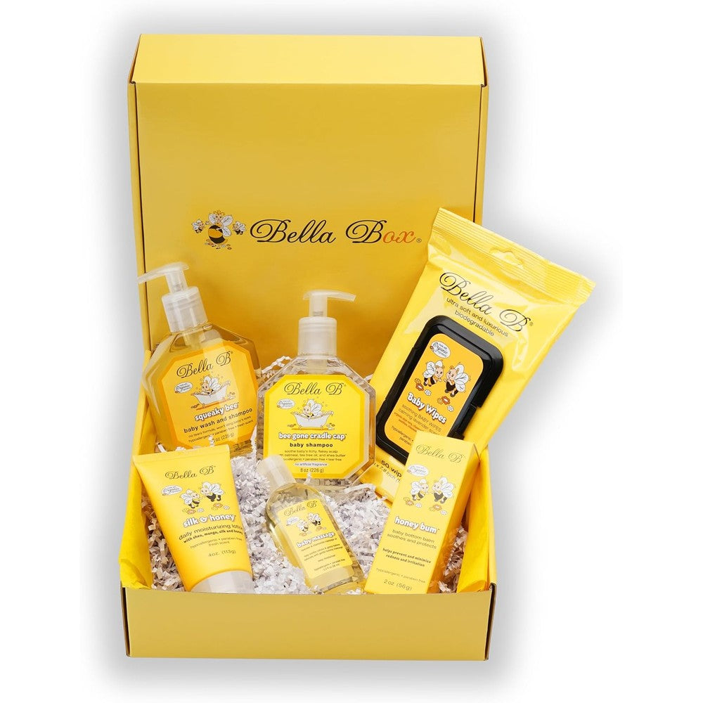 Bella B Baby Starter Set front view of 6 piece gift basket