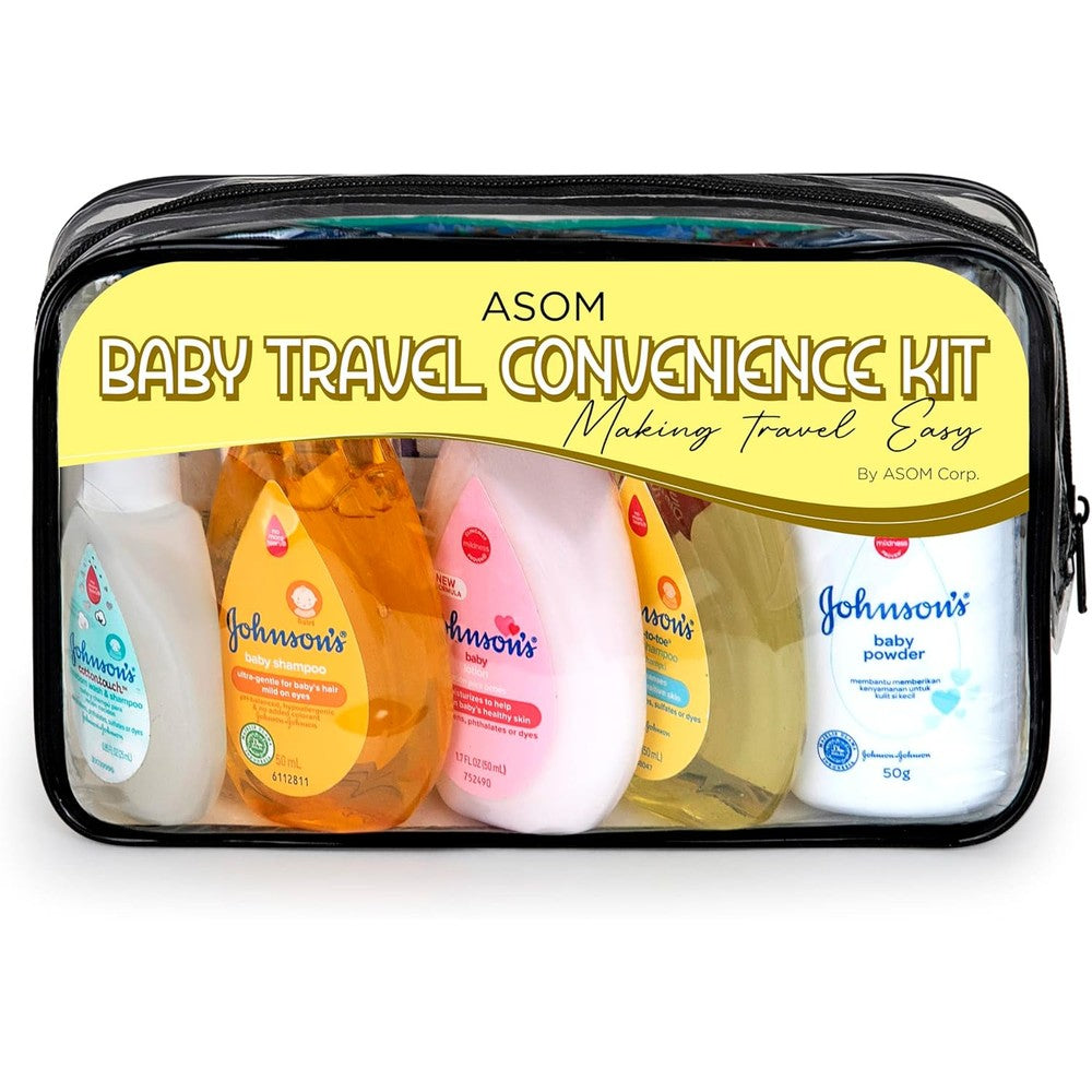 Johnsons Baby Bath Essentials Travel Kit With Bedtime Soap Shampoo Lotion Wipes Rash Cream And Moisturizer For Travel - Image 1