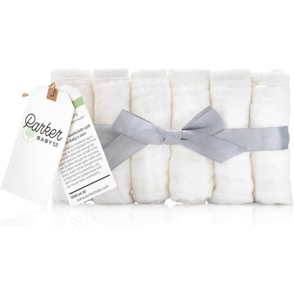 Parker Baby Co. 100% cotton muslin washcloths 6 pack front view