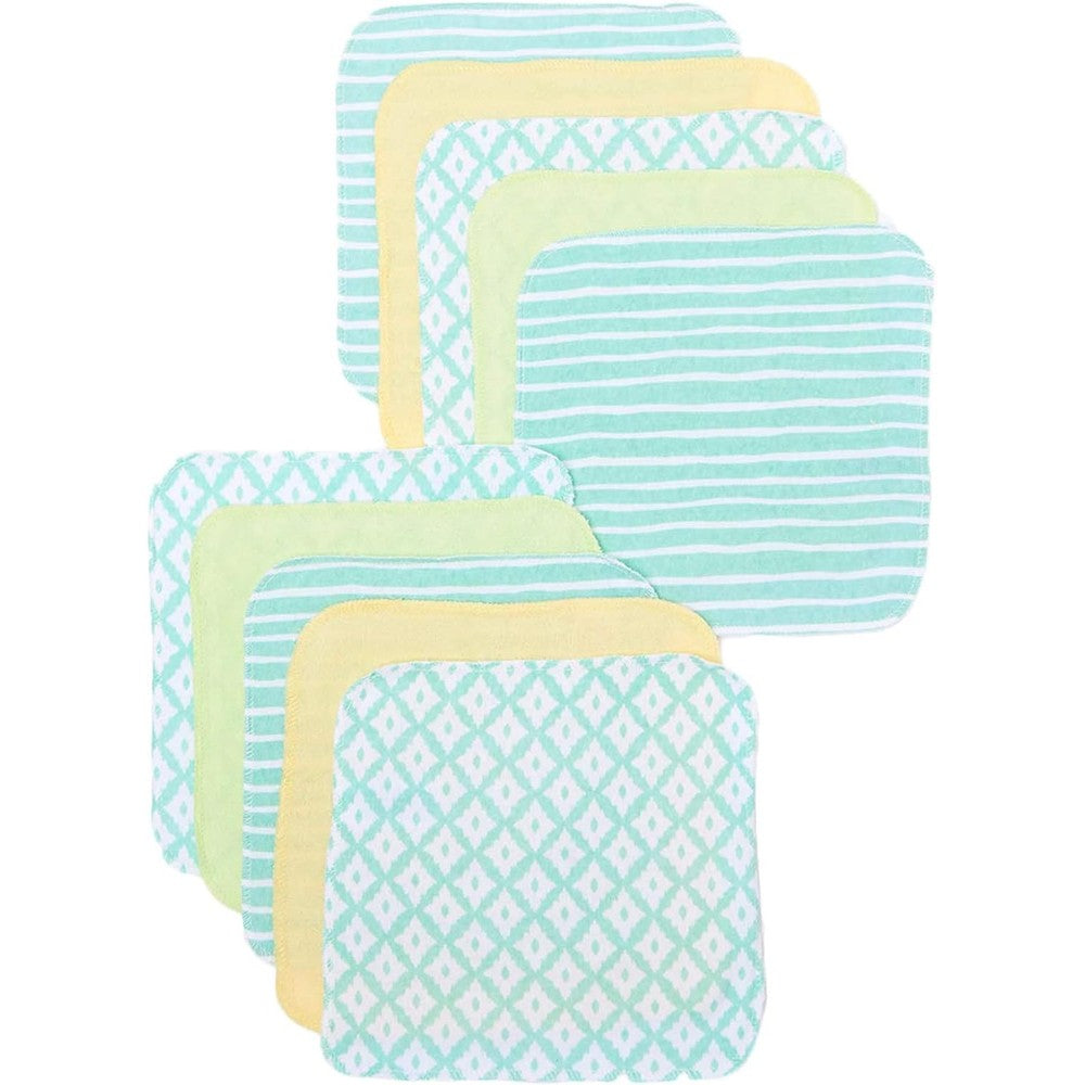 Spasilk baby soft terry washcloths green diamonds front view