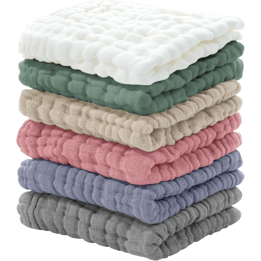 Looxii Muslin Baby Washcloths 6 Pack front view