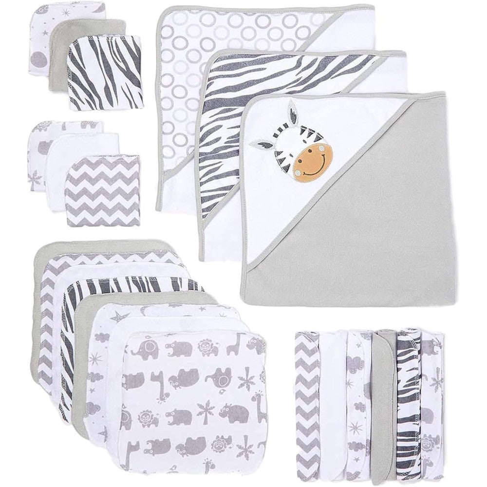 Spasilk 23-Piece Soft Terry Hooded Bath Towel and Washcloth Gift Set front view