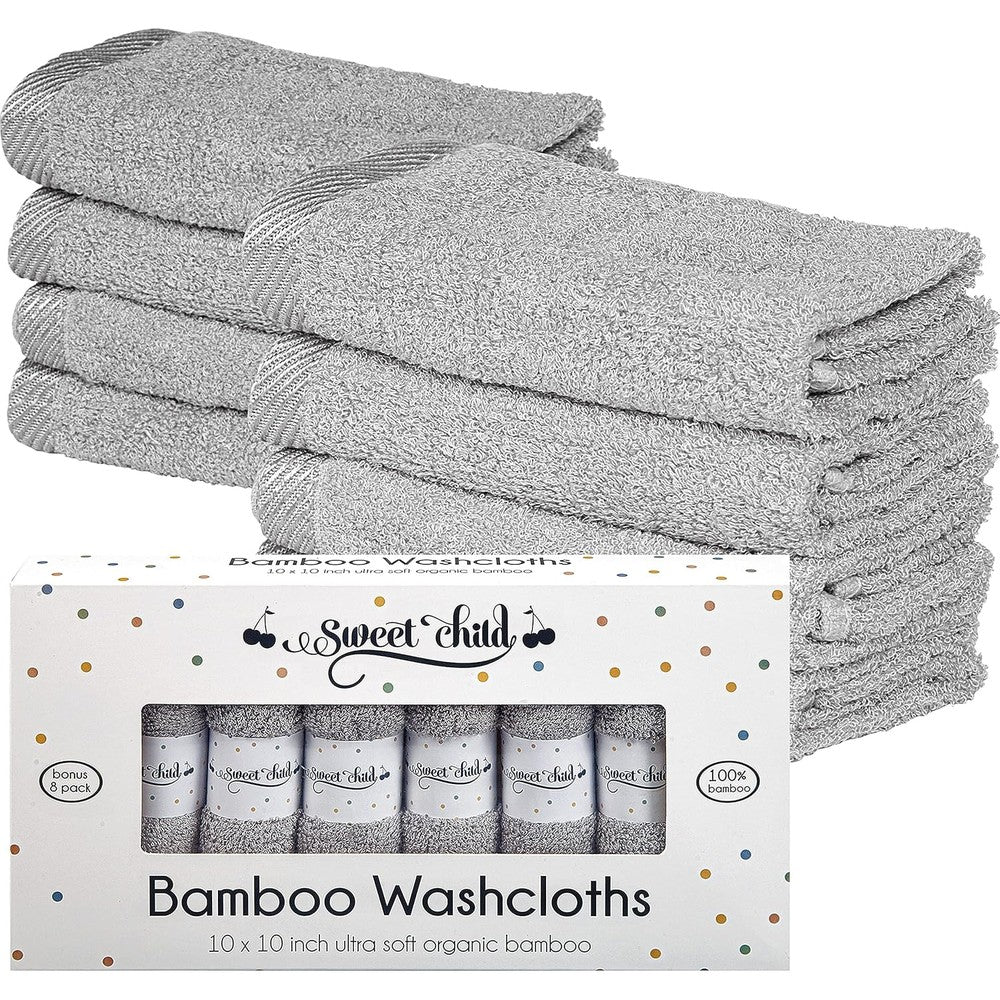 Sweet Child bamboo baby washcloths 8-pack front view