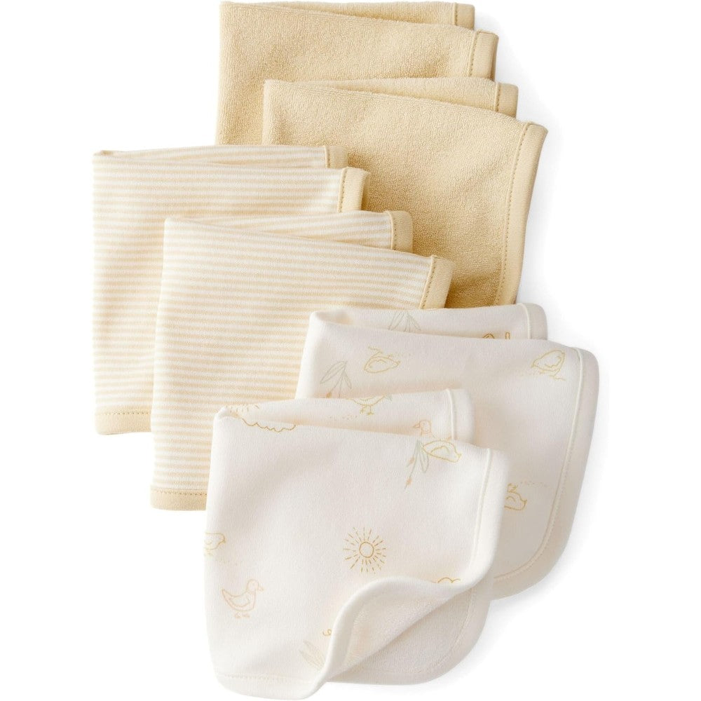 Carter's 6-Pack Washcloths Ivory and Yellow set front view