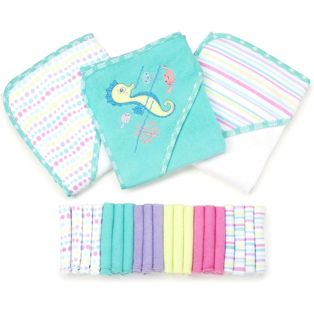 Spasilk baby 23-piece bath hooded towel set front view