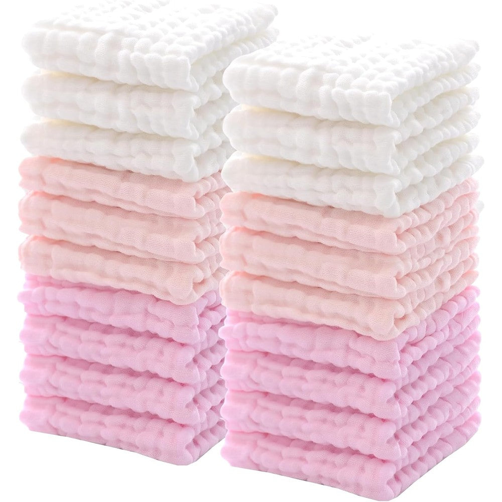 Breling 20 Pieces Baby Muslin Washcloths front view