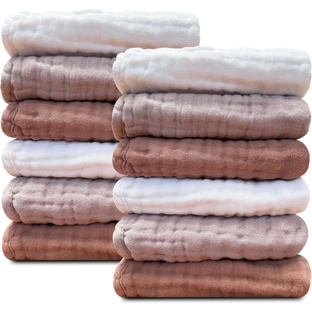 Sunny zzzZZ muslin baby washcloths 12 pack front view