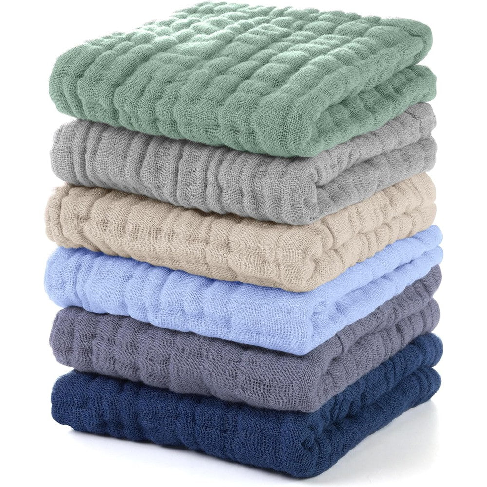 Unnivoll muslin baby washcloths set of 6 in vibrant colors front view