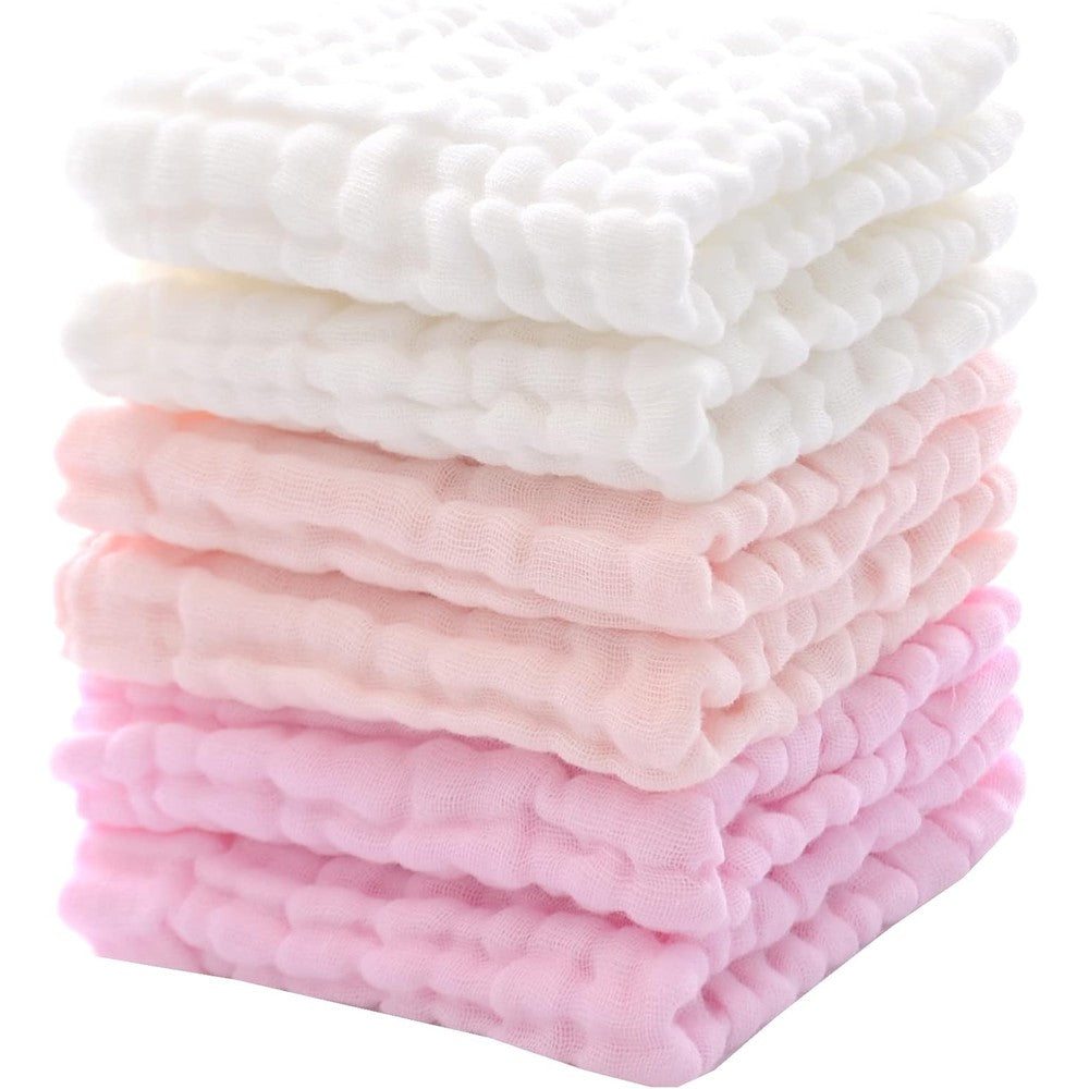 Mukin baby washcloths and burp cloths set in pink front view