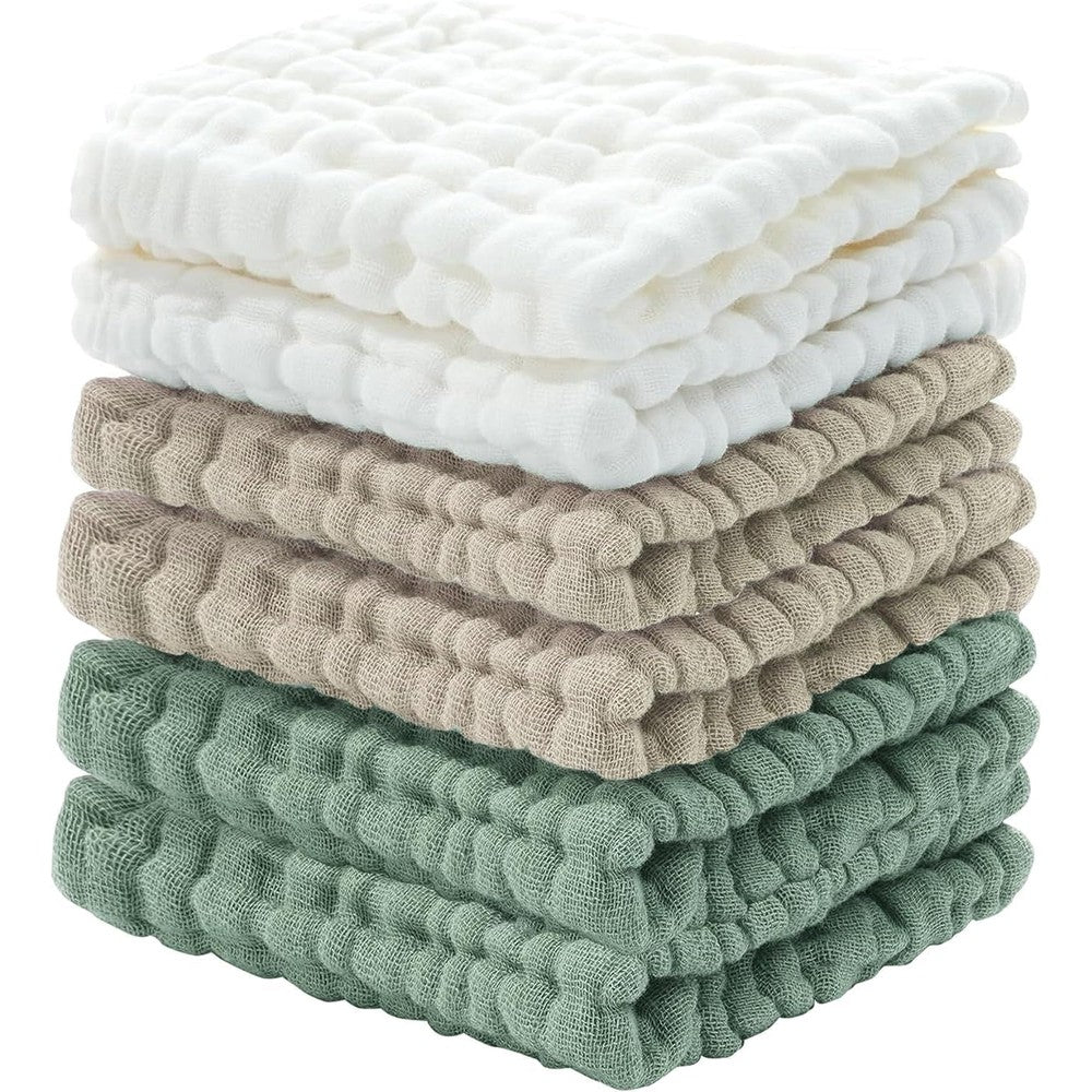 Cuddle Campus 6 pack baby washcloths set front view