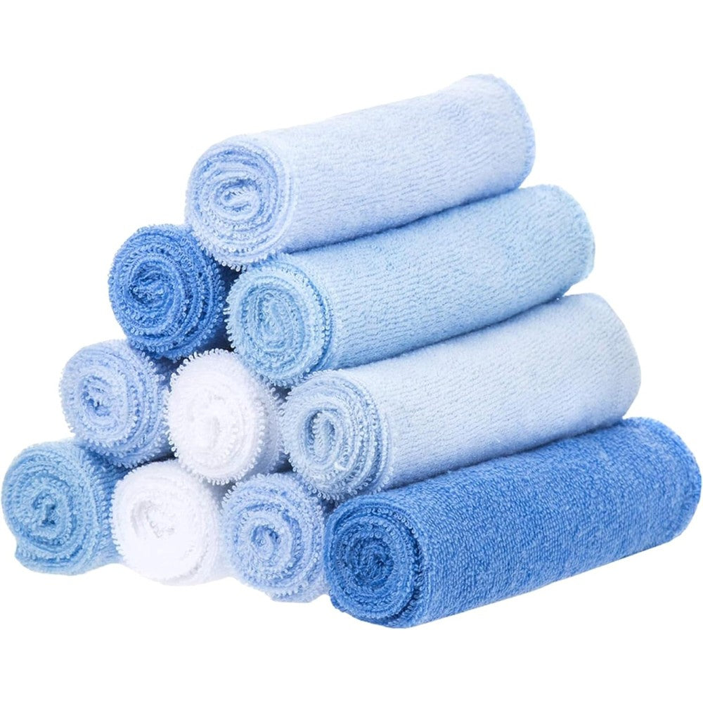 Spasilk washcloth wipes set 10 pack blue front view