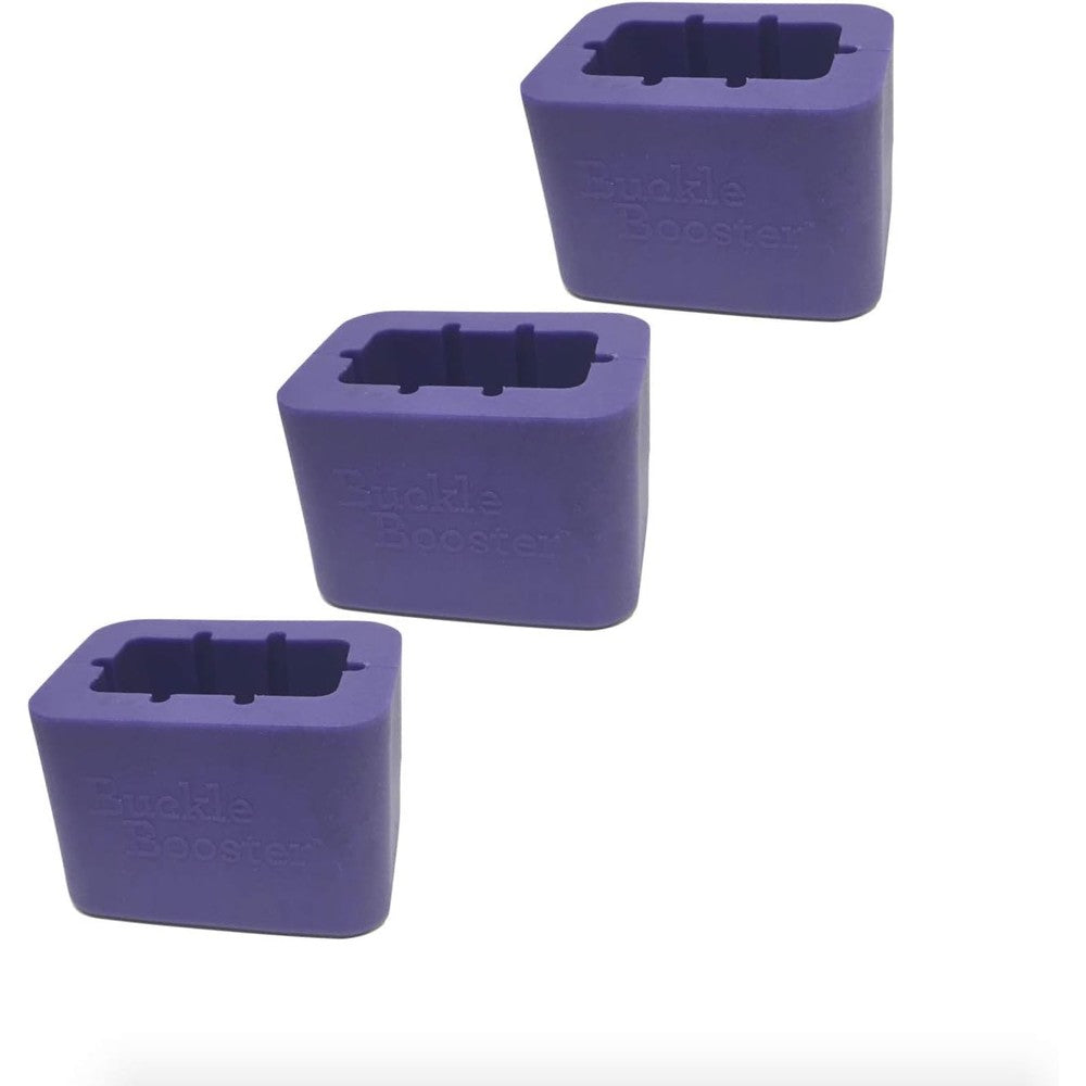 Seat Belt Extender Pros Buckle Booster 3 Pack front view of purple car seat belt stabilizers