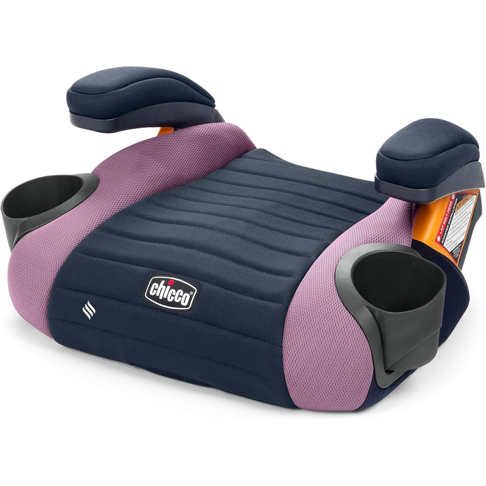 Chicco GoFit ClearTex backless booster car seat in Orchid and Navy front view