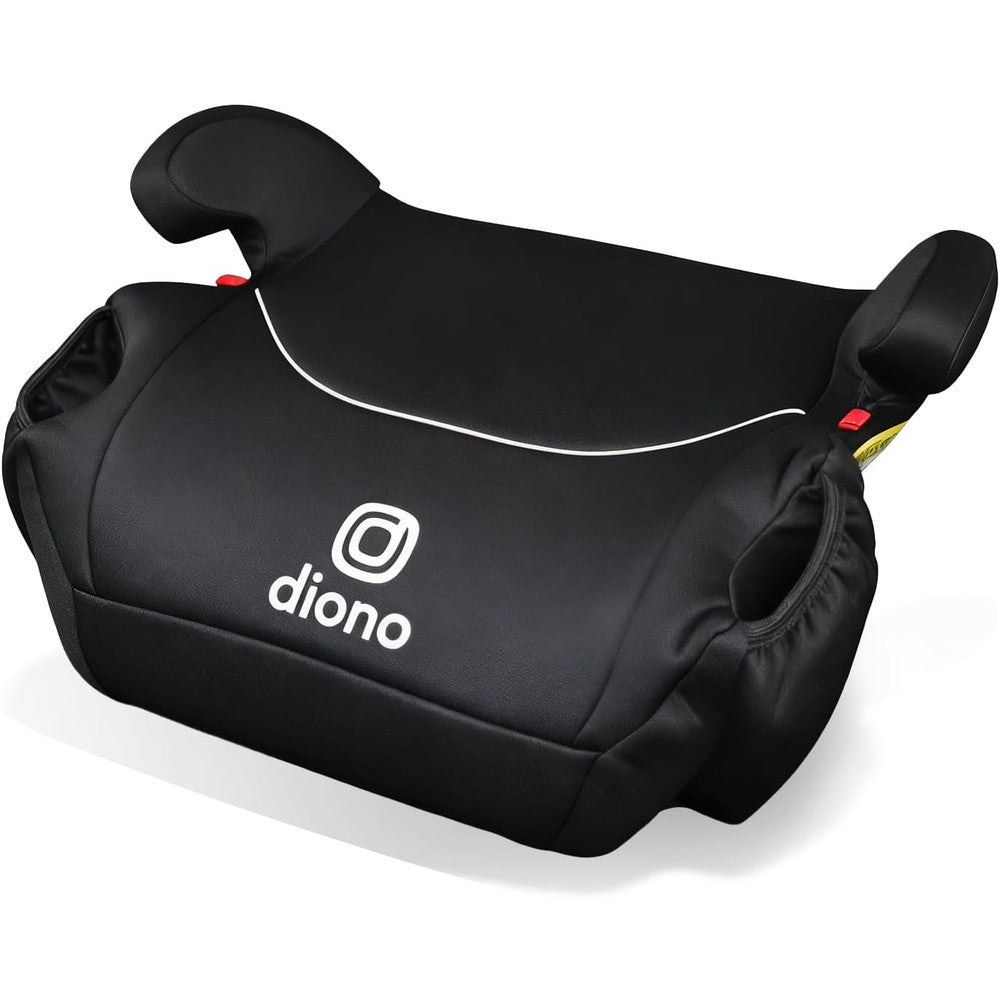 Diono Solana single backless booster car seat front view in black color