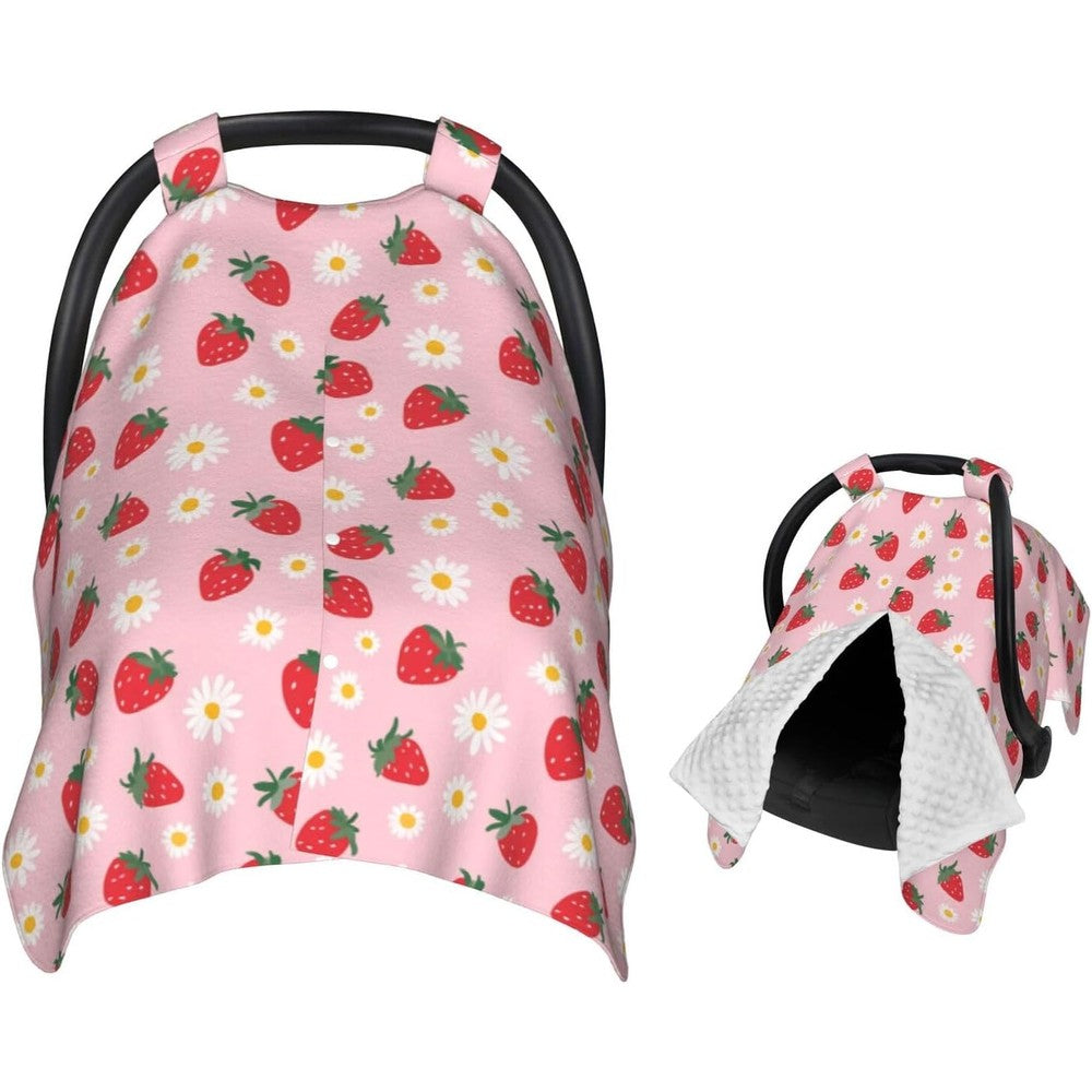 Mcewoel strawberry flowers baby car seat canopy front view shielding an infant seat