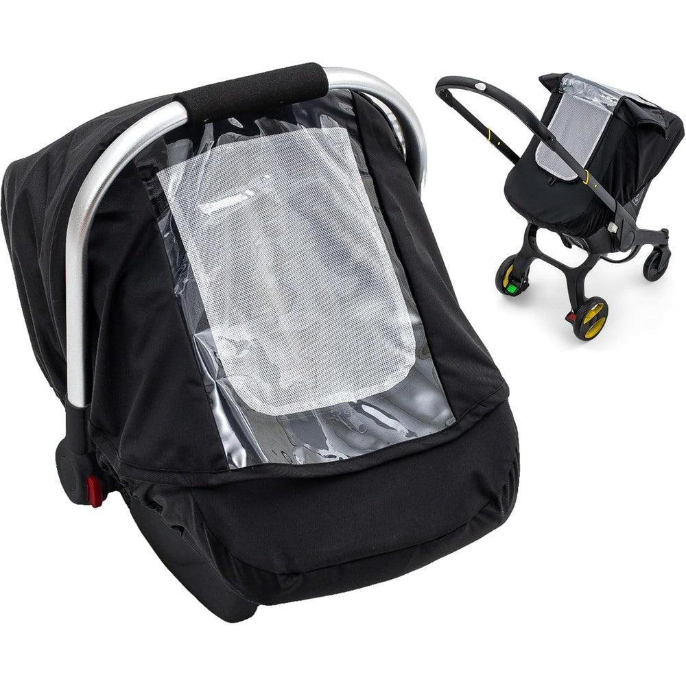 Kaseeous Waterproof Baby Car Seat Cover front view protecting infant carrier from rain