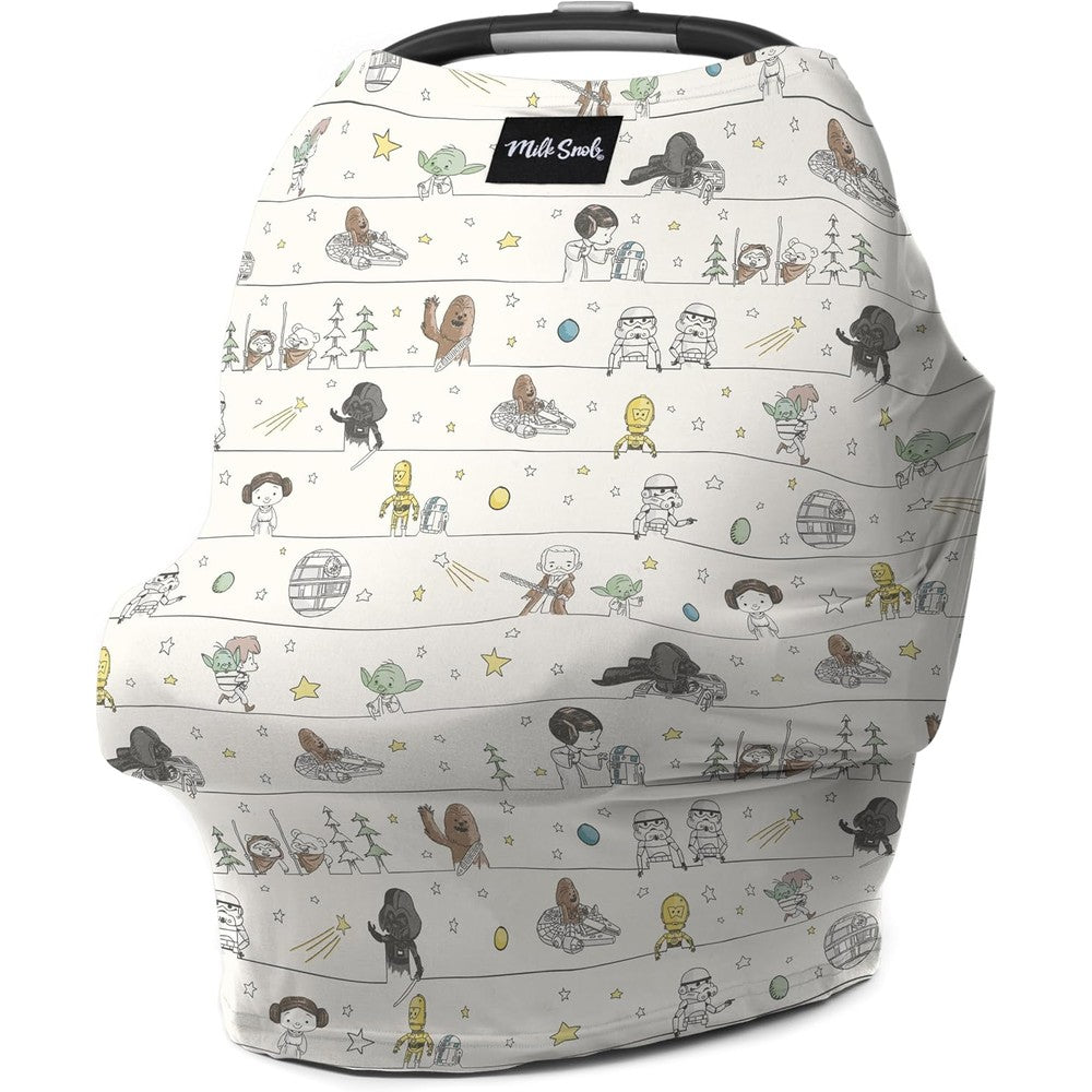 Milk Snob Original Star Wars Precious Padawans 5 in 1 cover front view used as a nursing top.
