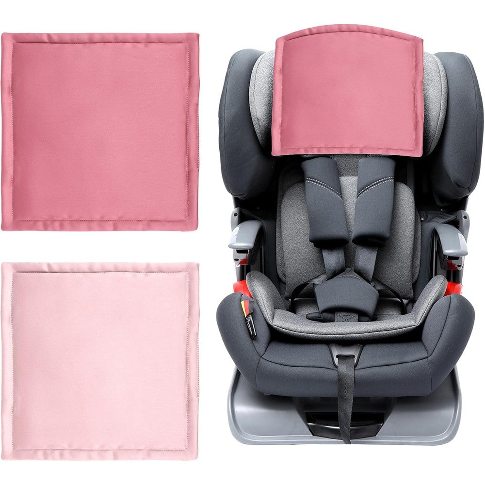 Sprouterie baby satin car seat headrest cover pink front view protecting infant hair