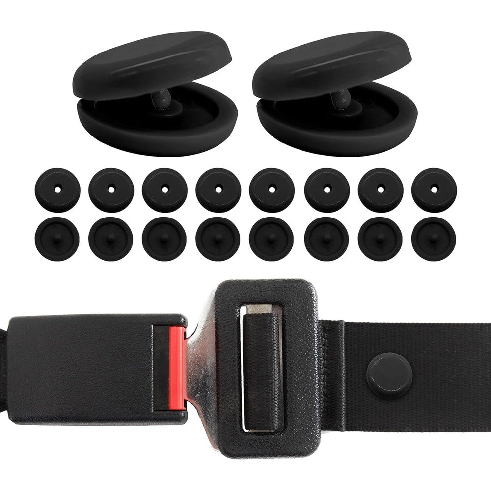 Augeny ten sets seat belt button stop kit front view showing black plastic components.