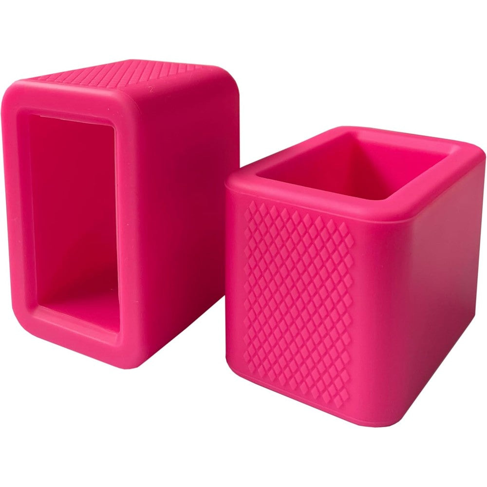 KSJED silicone seat belt buckle holder front view installed on car seat receptacle