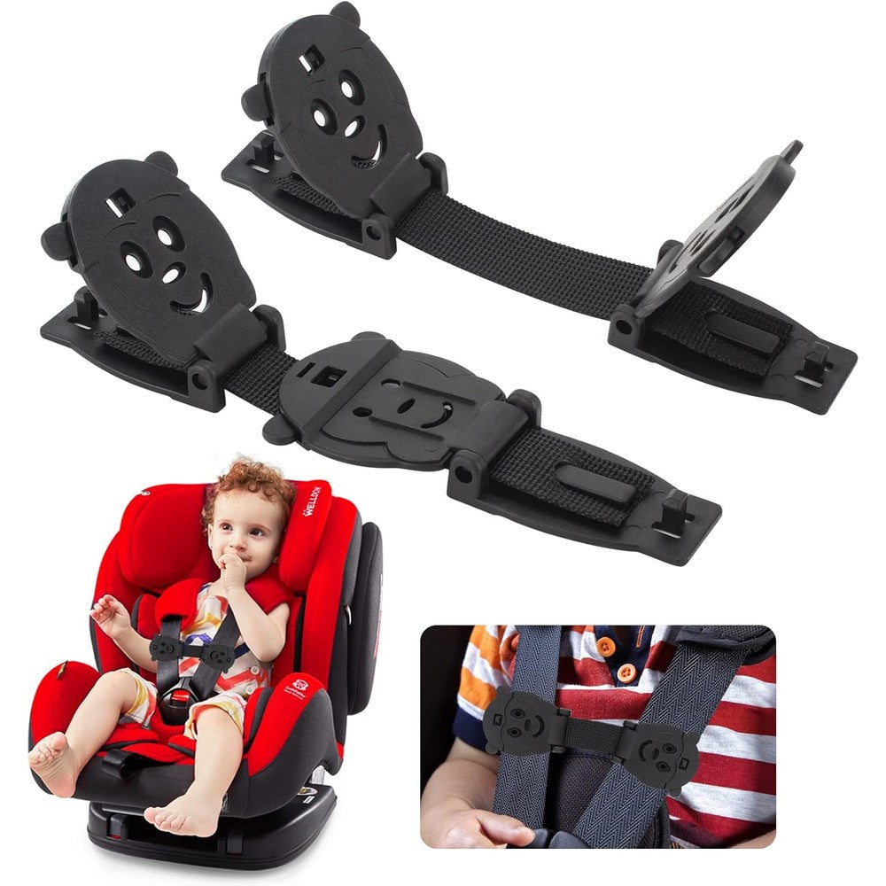 G Ganen anti escape baby harness chest clip front view showing secure black ABS plastic buckle.