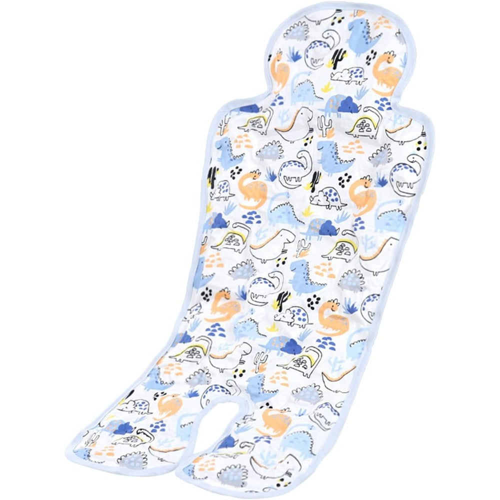 Ruiqas gel car seat cooler pad front view featuring cartoon dinosaur print for baby strollers.