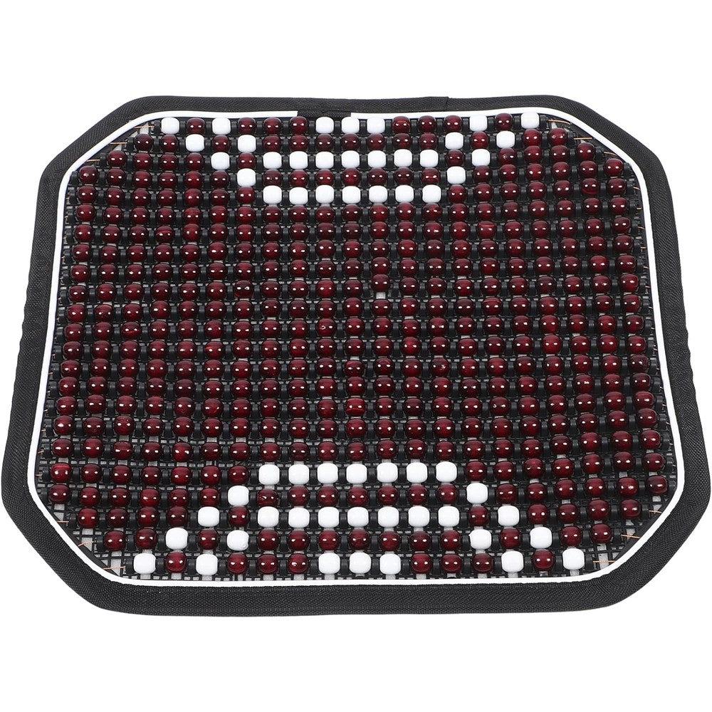 Horialence cooling beaded car seat cushion front view on vehicle interior seat.