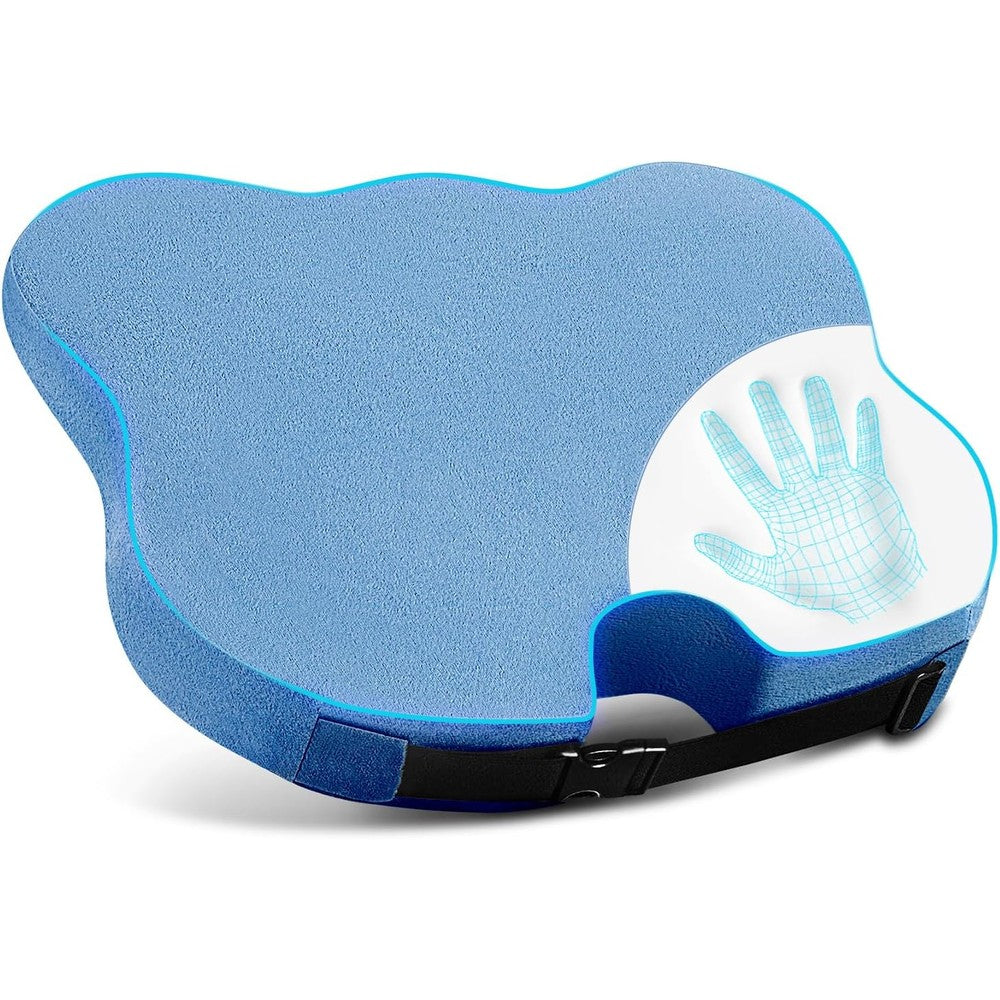 Dreamer Car wedge seat cushion blue front view orthopedic memory foam